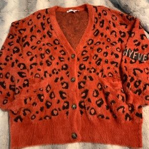 Hyfve rust colored oversized leopard button down cardigan